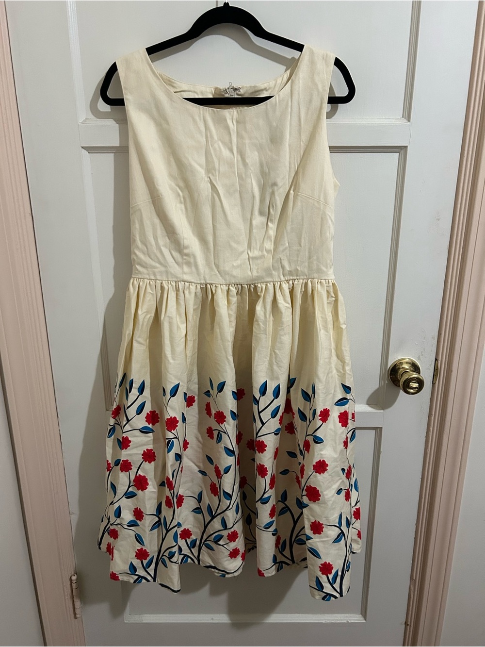 Collectif Retro Cream Floral Dress XL